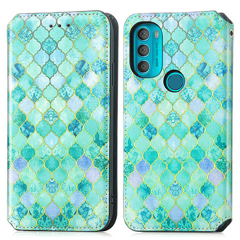 Coque Portefeuille Motif Fantaisie Livre Cuir Etui Clapet S02D pour Motorola Moto G71 5G Vert