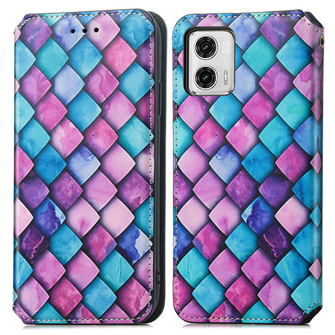 Coque Portefeuille Motif Fantaisie Livre Cuir Etui Clapet S02D pour Motorola Moto G73 5G Violet