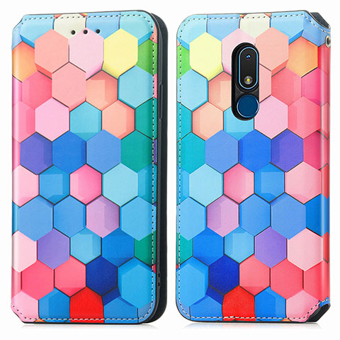 Coque Portefeuille Motif Fantaisie Livre Cuir Etui Clapet S02D pour Nokia C3 Colorful