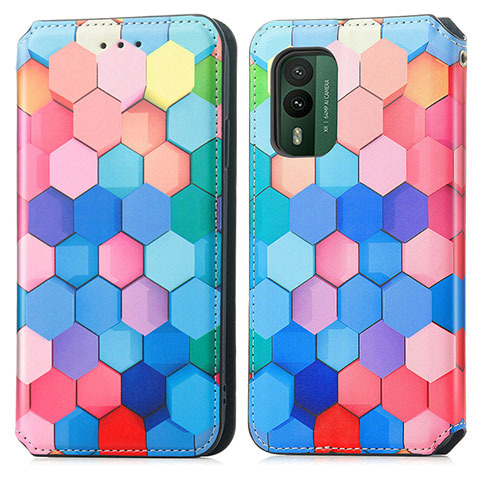 Coque Portefeuille Motif Fantaisie Livre Cuir Etui Clapet S02D pour Nokia XR21 Colorful