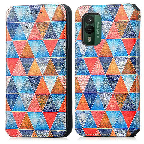 Coque Portefeuille Motif Fantaisie Livre Cuir Etui Clapet S02D pour Nokia XR21 Marron