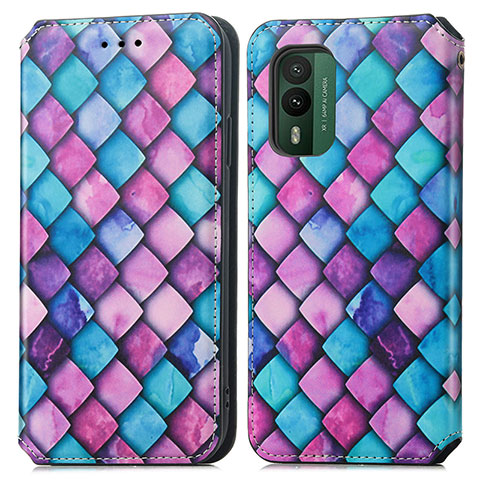 Coque Portefeuille Motif Fantaisie Livre Cuir Etui Clapet S02D pour Nokia XR21 Violet