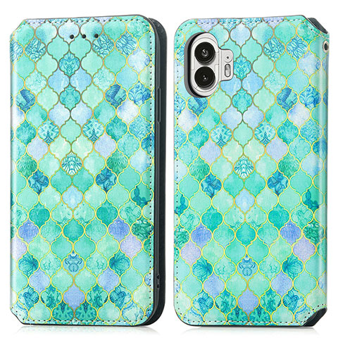 Coque Portefeuille Motif Fantaisie Livre Cuir Etui Clapet S02D pour Nothing Phone 2 Vert