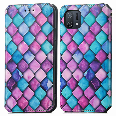 Coque Portefeuille Motif Fantaisie Livre Cuir Etui Clapet S02D pour Oppo A16e Violet