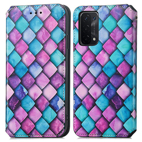 Coque Portefeuille Motif Fantaisie Livre Cuir Etui Clapet S02D pour Oppo A54 5G Violet