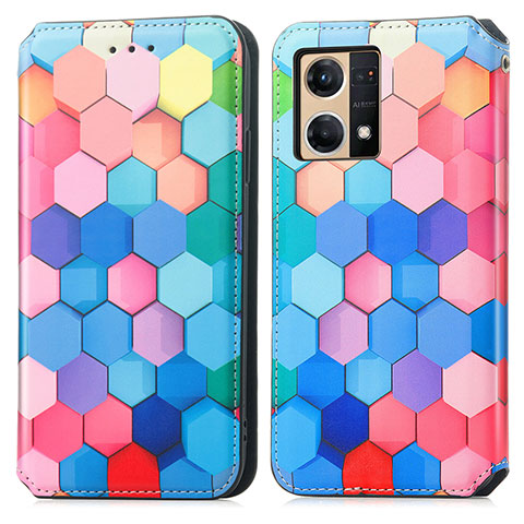 Coque Portefeuille Motif Fantaisie Livre Cuir Etui Clapet S02D pour Oppo F21 Pro 4G Colorful