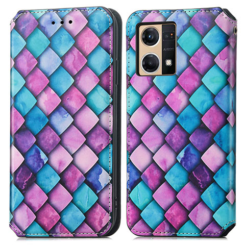 Coque Portefeuille Motif Fantaisie Livre Cuir Etui Clapet S02D pour Oppo F21 Pro 4G Violet