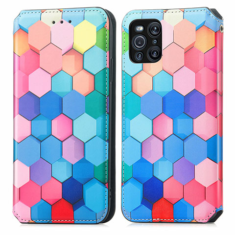 Coque Portefeuille Motif Fantaisie Livre Cuir Etui Clapet S02D pour Oppo Find X3 5G Colorful