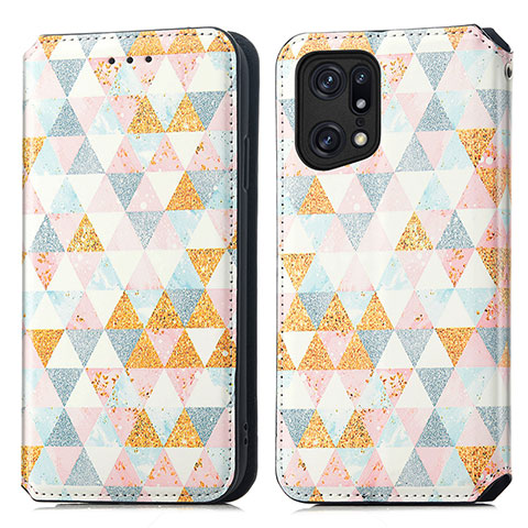 Coque Portefeuille Motif Fantaisie Livre Cuir Etui Clapet S02D pour Oppo Find X5 5G Blanc