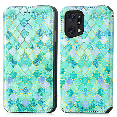 Coque Portefeuille Motif Fantaisie Livre Cuir Etui Clapet S02D pour Oppo Find X5 5G Vert