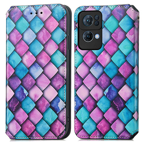 Coque Portefeuille Motif Fantaisie Livre Cuir Etui Clapet S02D pour Oppo Reno7 Pro 5G Violet