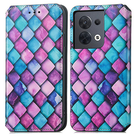 Coque Portefeuille Motif Fantaisie Livre Cuir Etui Clapet S02D pour Oppo Reno8 5G Violet