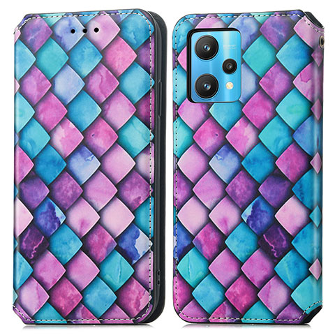 Coque Portefeuille Motif Fantaisie Livre Cuir Etui Clapet S02D pour Realme 9 4G Violet