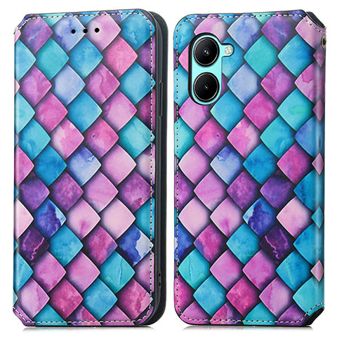 Coque Portefeuille Motif Fantaisie Livre Cuir Etui Clapet S02D pour Realme C33 (2023) Violet