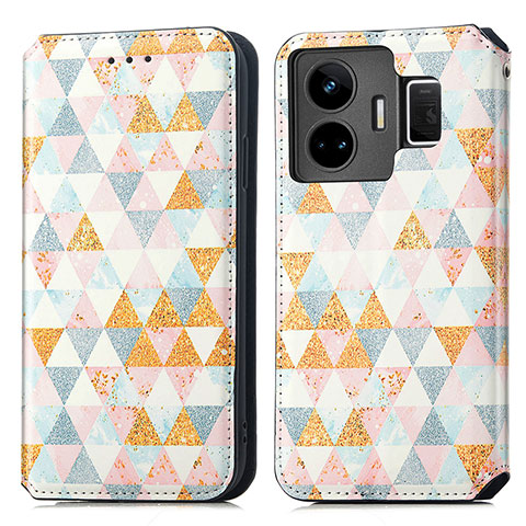 Coque Portefeuille Motif Fantaisie Livre Cuir Etui Clapet S02D pour Realme GT3 5G Blanc