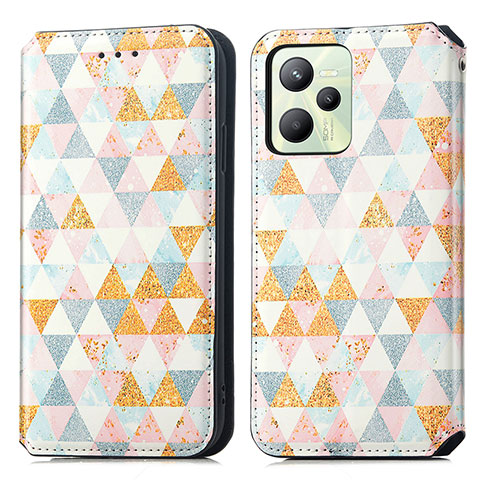 Coque Portefeuille Motif Fantaisie Livre Cuir Etui Clapet S02D pour Realme Narzo 50A Prime Blanc