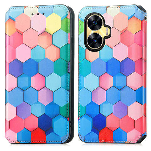 Coque Portefeuille Motif Fantaisie Livre Cuir Etui Clapet S02D pour Realme Narzo N55 Colorful