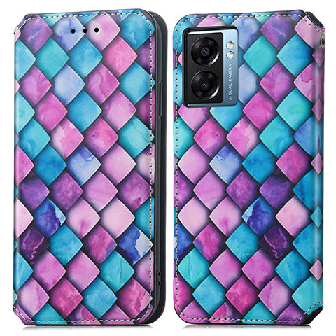 Coque Portefeuille Motif Fantaisie Livre Cuir Etui Clapet S02D pour Realme V23i 5G Violet