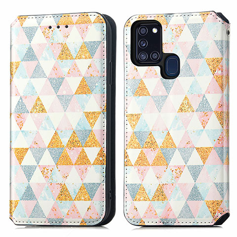 Coque Portefeuille Motif Fantaisie Livre Cuir Etui Clapet S02D pour Samsung Galaxy A21s Blanc