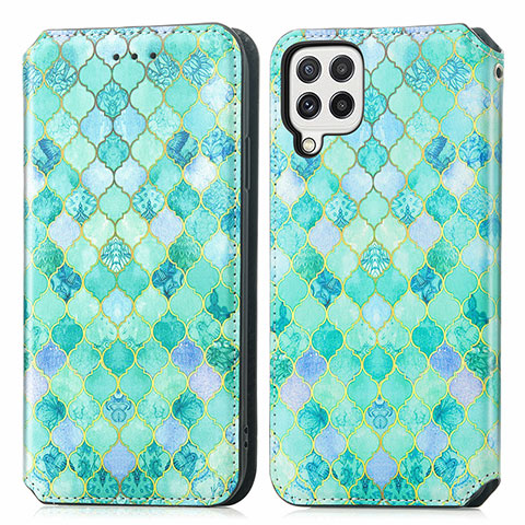 Coque Portefeuille Motif Fantaisie Livre Cuir Etui Clapet S02D pour Samsung Galaxy A22 4G Vert