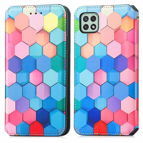 Coque Portefeuille Motif Fantaisie Livre Cuir Etui Clapet S02D pour Samsung Galaxy A22 5G Colorful