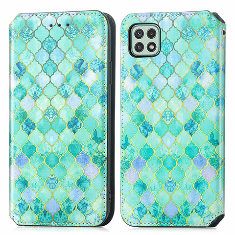 Coque Portefeuille Motif Fantaisie Livre Cuir Etui Clapet S02D pour Samsung Galaxy A22s 5G Vert