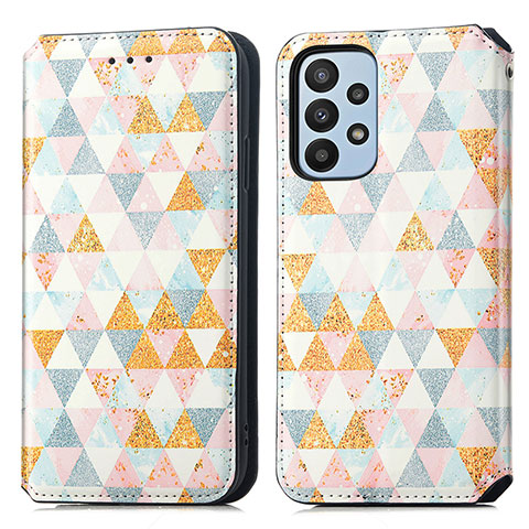 Coque Portefeuille Motif Fantaisie Livre Cuir Etui Clapet S02D pour Samsung Galaxy A23 4G Blanc