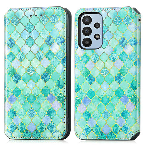 Coque Portefeuille Motif Fantaisie Livre Cuir Etui Clapet S02D pour Samsung Galaxy A23 5G Vert