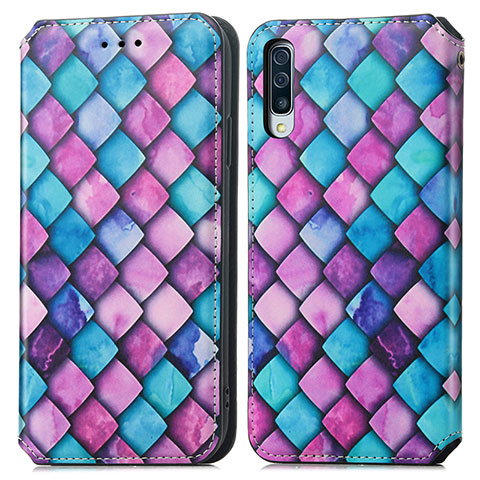 Coque Portefeuille Motif Fantaisie Livre Cuir Etui Clapet S02D pour Samsung Galaxy A30S Violet