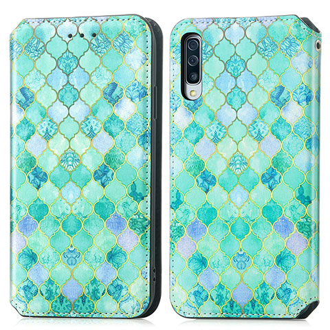 Coque Portefeuille Motif Fantaisie Livre Cuir Etui Clapet S02D pour Samsung Galaxy A50 Vert