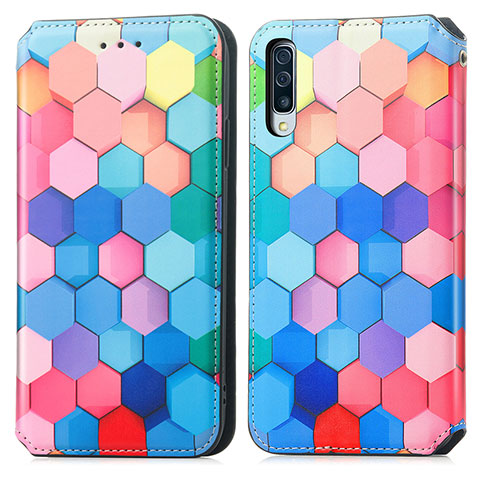 Coque Portefeuille Motif Fantaisie Livre Cuir Etui Clapet S02D pour Samsung Galaxy A50S Colorful