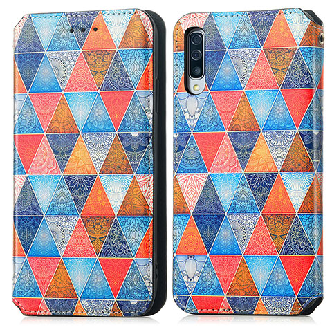 Coque Portefeuille Motif Fantaisie Livre Cuir Etui Clapet S02D pour Samsung Galaxy A50S Marron