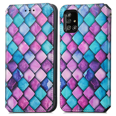 Coque Portefeuille Motif Fantaisie Livre Cuir Etui Clapet S02D pour Samsung Galaxy A71 5G Violet