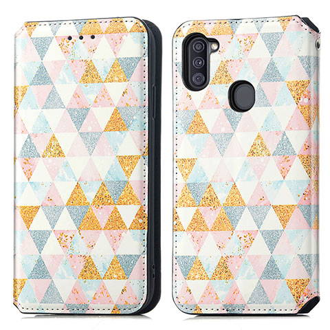 Coque Portefeuille Motif Fantaisie Livre Cuir Etui Clapet S02D pour Samsung Galaxy M11 Blanc