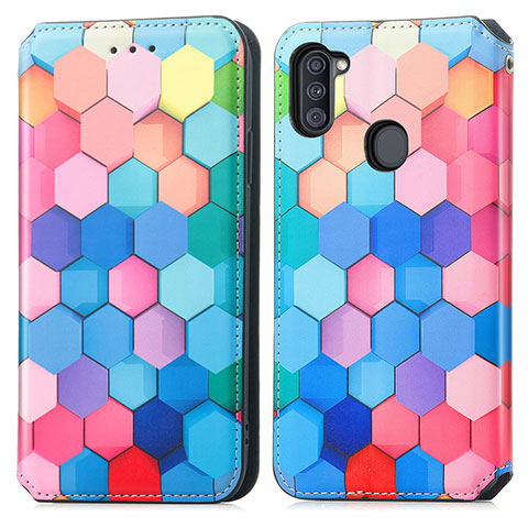 Coque Portefeuille Motif Fantaisie Livre Cuir Etui Clapet S02D pour Samsung Galaxy M11 Colorful