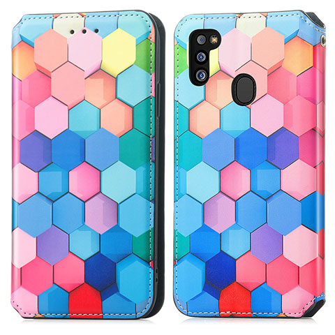 Coque Portefeuille Motif Fantaisie Livre Cuir Etui Clapet S02D pour Samsung Galaxy M30s Colorful