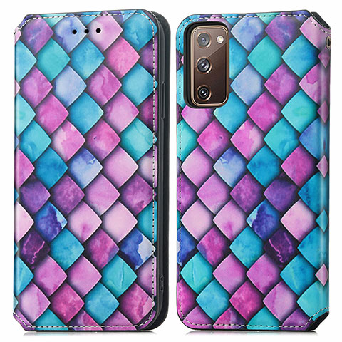 Coque Portefeuille Motif Fantaisie Livre Cuir Etui Clapet S02D pour Samsung Galaxy S20 FE 4G Violet