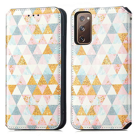 Coque Portefeuille Motif Fantaisie Livre Cuir Etui Clapet S02D pour Samsung Galaxy S20 Lite 5G Blanc