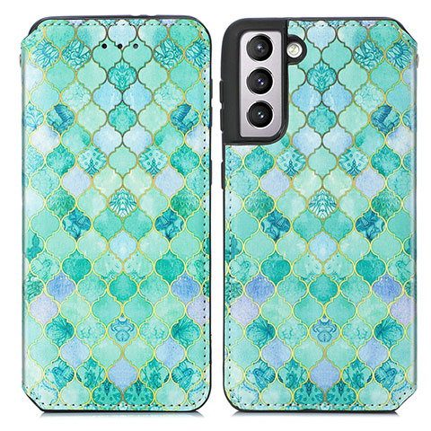 Coque Portefeuille Motif Fantaisie Livre Cuir Etui Clapet S02D pour Samsung Galaxy S21 5G Vert