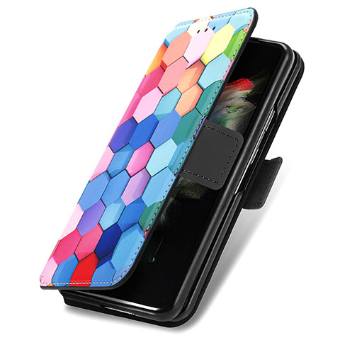 Coque Portefeuille Motif Fantaisie Livre Cuir Etui Clapet S02D pour Samsung Galaxy Z Fold3 5G Colorful