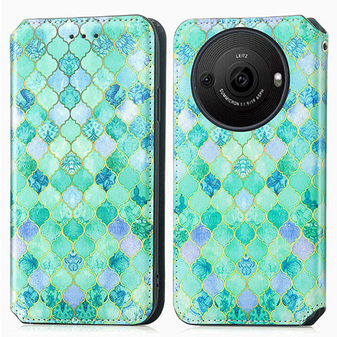 Coque Portefeuille Motif Fantaisie Livre Cuir Etui Clapet S02D pour Sharp Aquos R8 Pro Vert