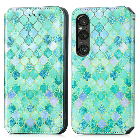 Coque Portefeuille Motif Fantaisie Livre Cuir Etui Clapet S02D pour Sony Xperia 1 V Vert