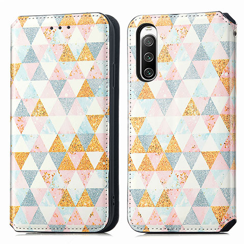 Coque Portefeuille Motif Fantaisie Livre Cuir Etui Clapet S02D pour Sony Xperia 10 IV Blanc