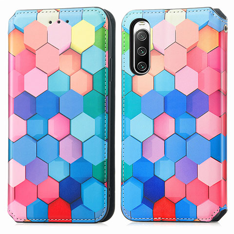 Coque Portefeuille Motif Fantaisie Livre Cuir Etui Clapet S02D pour Sony Xperia 10 IV Colorful