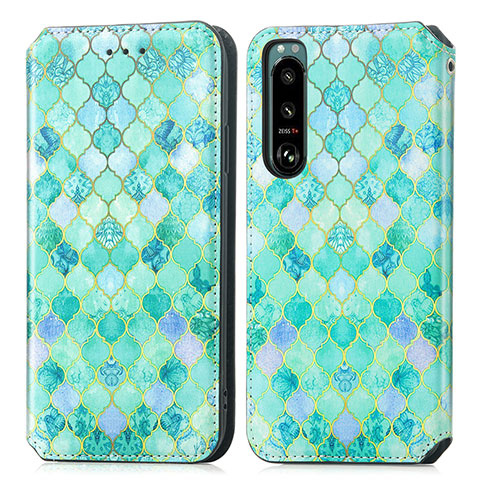 Coque Portefeuille Motif Fantaisie Livre Cuir Etui Clapet S02D pour Sony Xperia 5 III SO-53B Vert