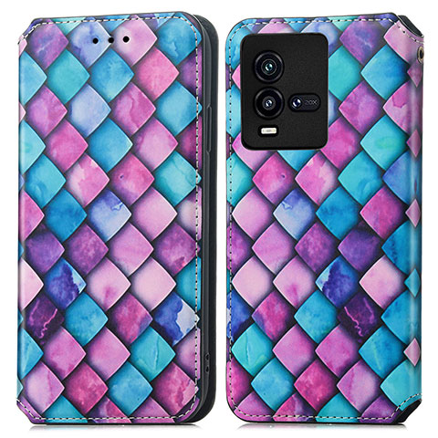 Coque Portefeuille Motif Fantaisie Livre Cuir Etui Clapet S02D pour Vivo iQOO 10 5G Violet