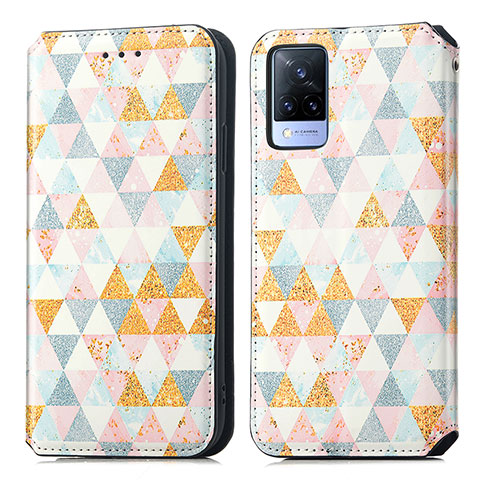 Coque Portefeuille Motif Fantaisie Livre Cuir Etui Clapet S02D pour Vivo V21 5G Blanc