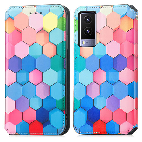 Coque Portefeuille Motif Fantaisie Livre Cuir Etui Clapet S02D pour Vivo V21e 5G Colorful