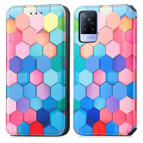 Coque Portefeuille Motif Fantaisie Livre Cuir Etui Clapet S02D pour Vivo V21s 5G Colorful