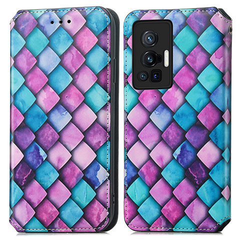 Coque Portefeuille Motif Fantaisie Livre Cuir Etui Clapet S02D pour Vivo X70 Pro 5G Violet